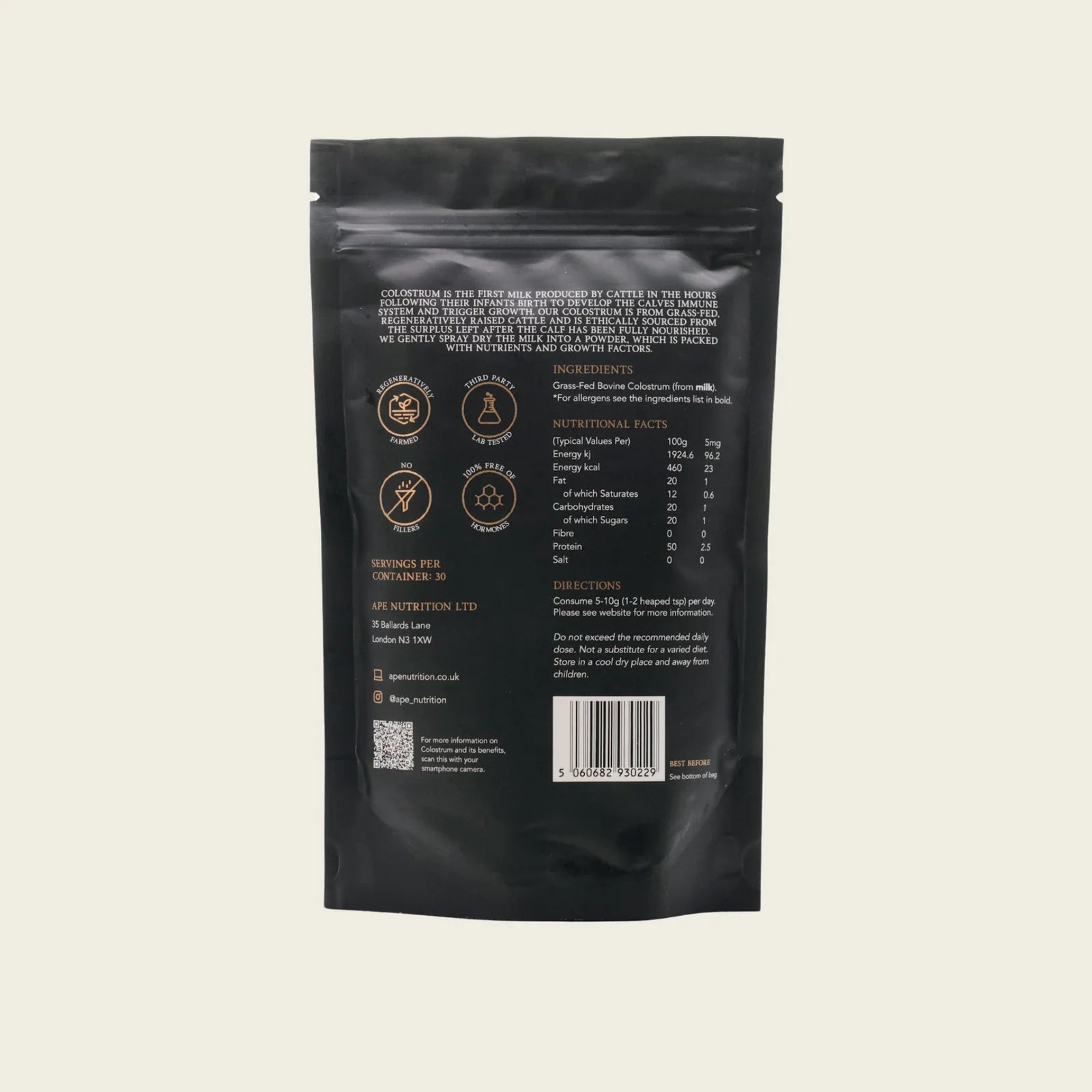 APE Nutrition Grass-Fed Colostrum Powder