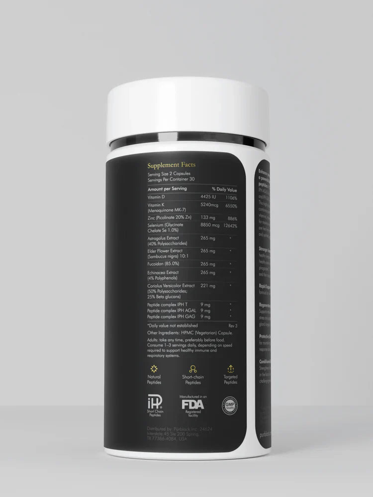 Purblack Immune+ Peptide Capsules for immune resilience and respiratory support