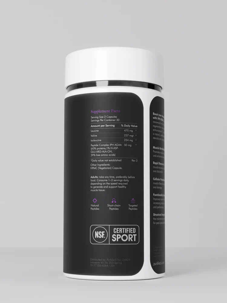 Purblack Muscle+ Peptide Capsules for muscle recovery and strength